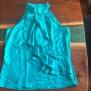 Beautiful Cynthia Rowley fitted Turquoise silk sleeveless blouse, NWT